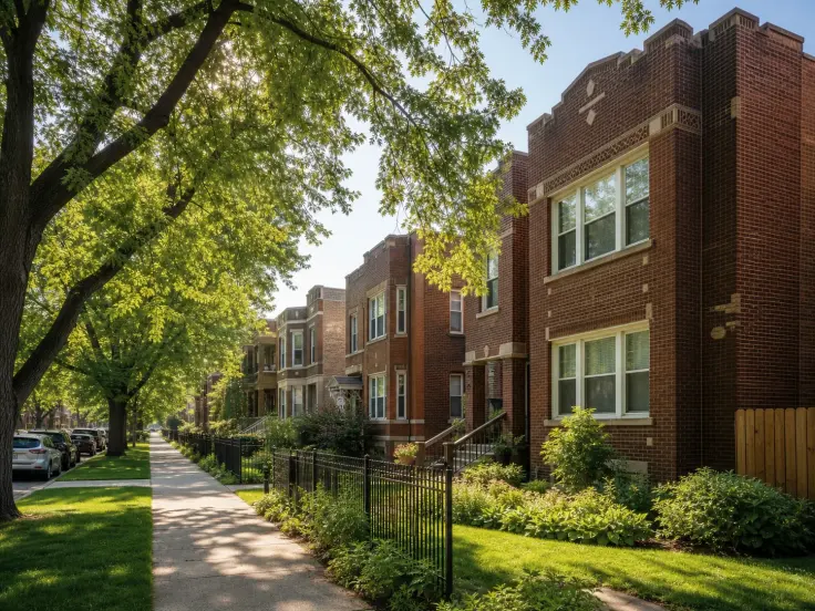 Chicago neighborhood streetscape for community snapshots and demographics